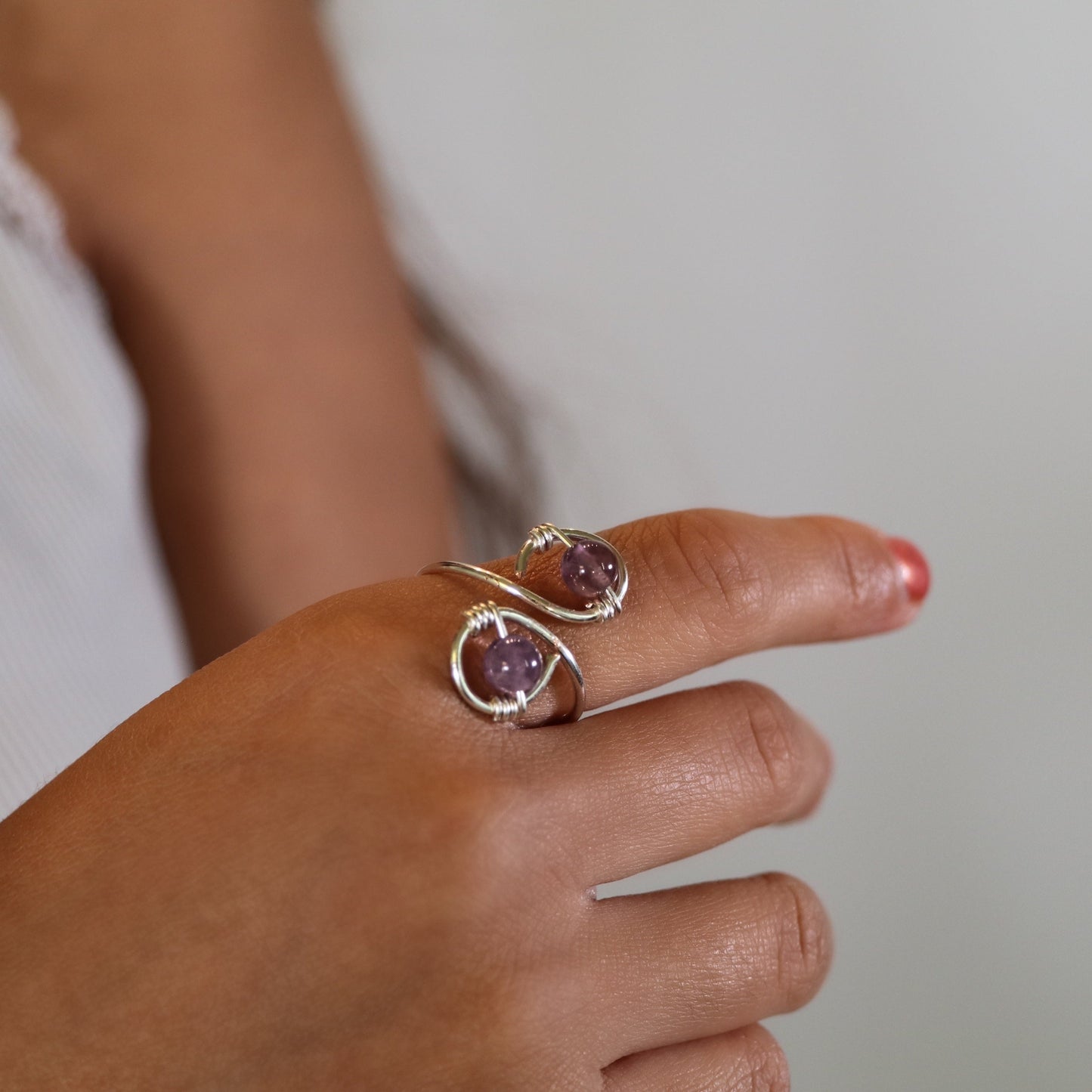 Amethyst Adjustable Crystal Ring