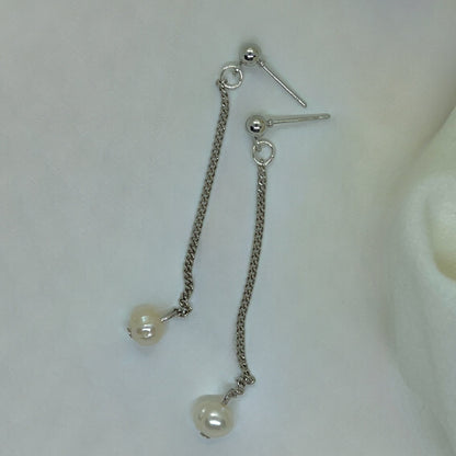 freshwater pearl chain drop earrings 