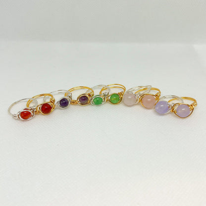Crystal ring, crystal wire wrapped ring, gemstone healing crystal ring, rings for woman