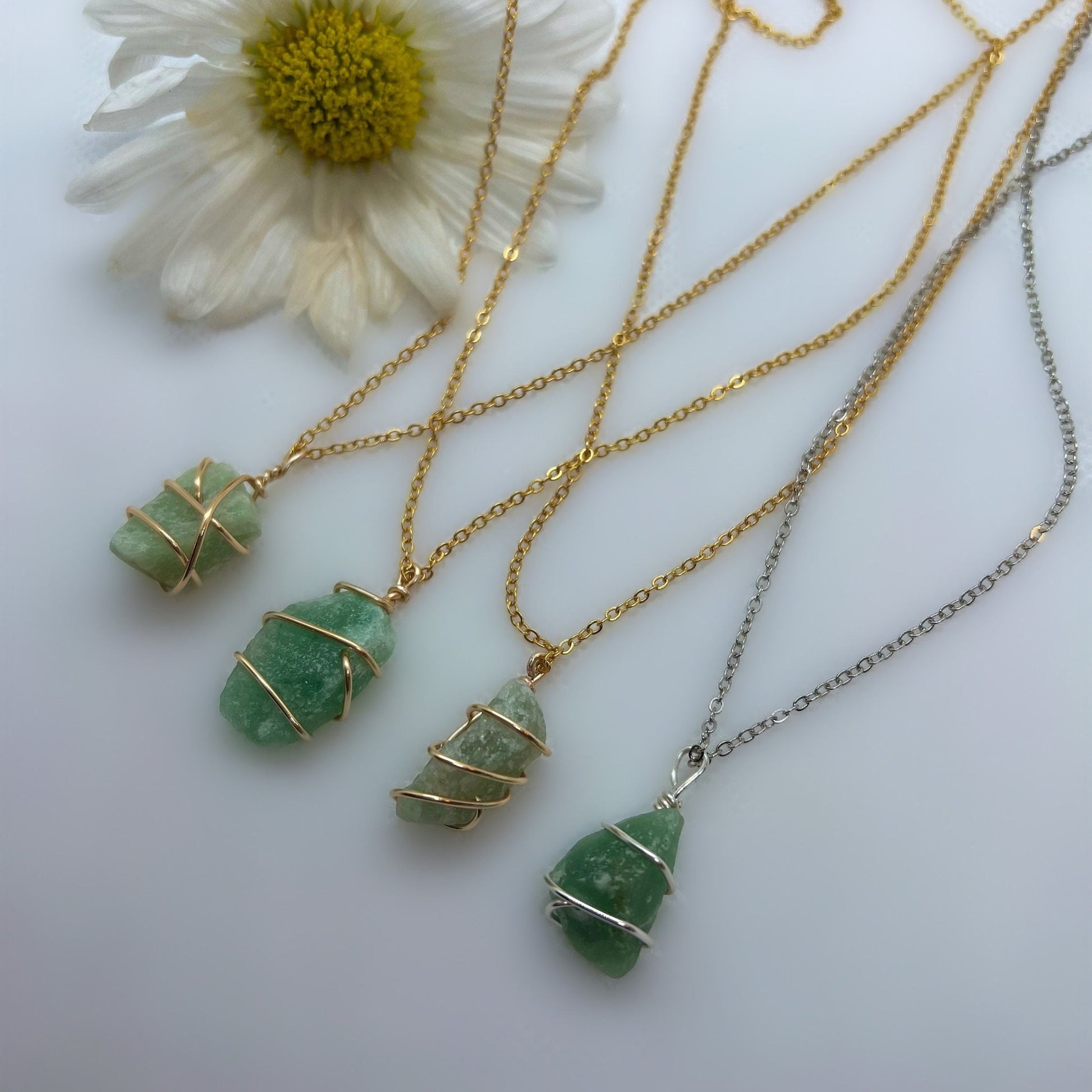 green aventurine necklace, dainty raw crystal necklace, healing crystal necklace, gifts for her