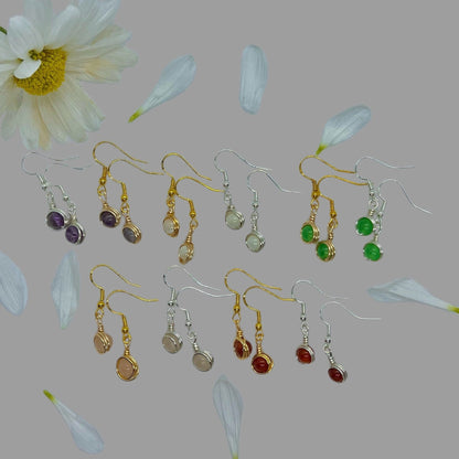 Crystal dangle earrings, wire wrapped gemstone earrings, gifts for her